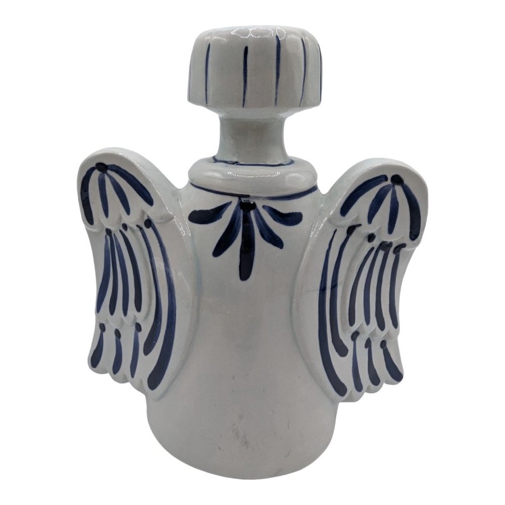 Vintage Blue & White Art Pottery Angel Taper Candle Holder Signed - Picture 5 of 9